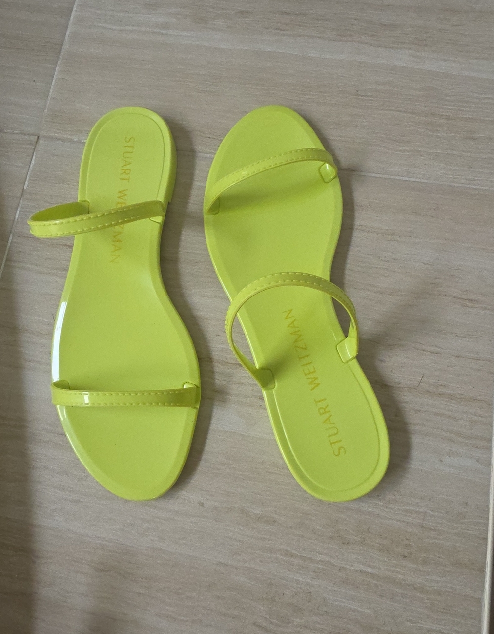 Stuart Weitzman Neon Yellow Jelly Slide Sandals